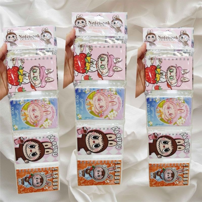 

Notebook 1 paket 4 pcs | Buku catatan ring motif karakter Labubu
