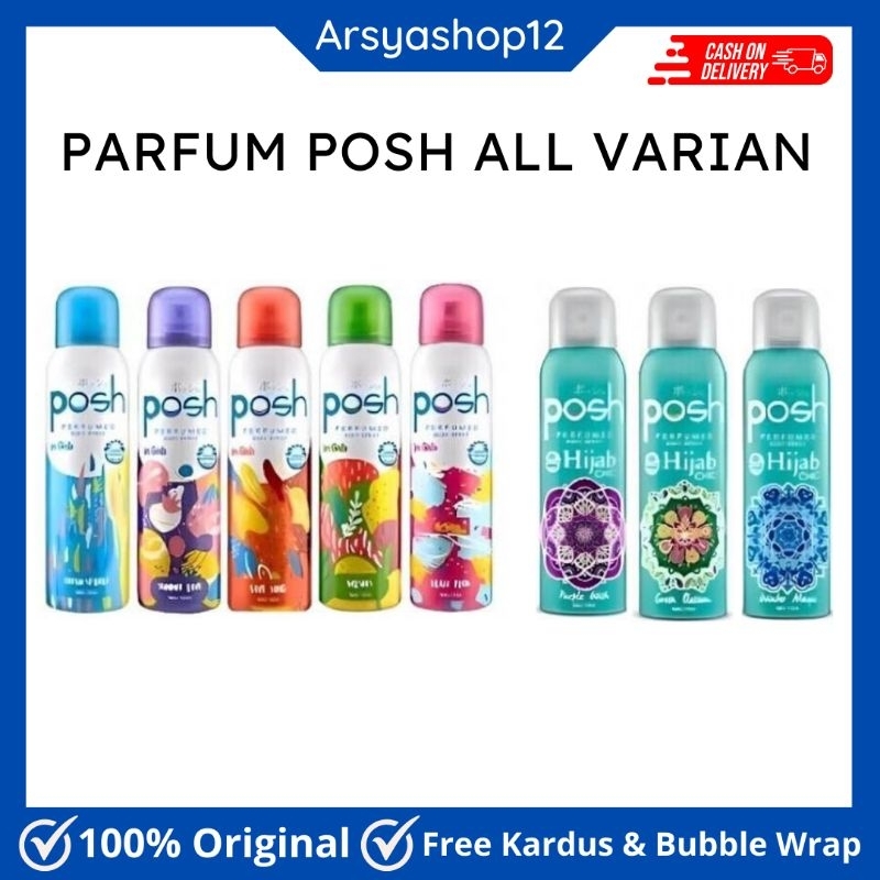 READY STOCK POSH PERFUMED BODY SPRAY 150 ML ALL VARIAN HIJAB CHIC LION JAPAN PEWANGI PENGHARUM BADAN