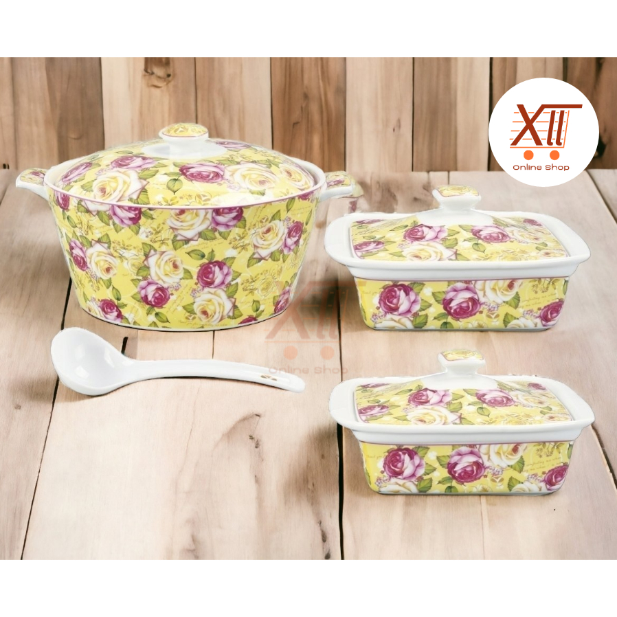 VICENZA SA~88 IVANA MAWAR Porcelain Prasmanan Set 3 Pcs