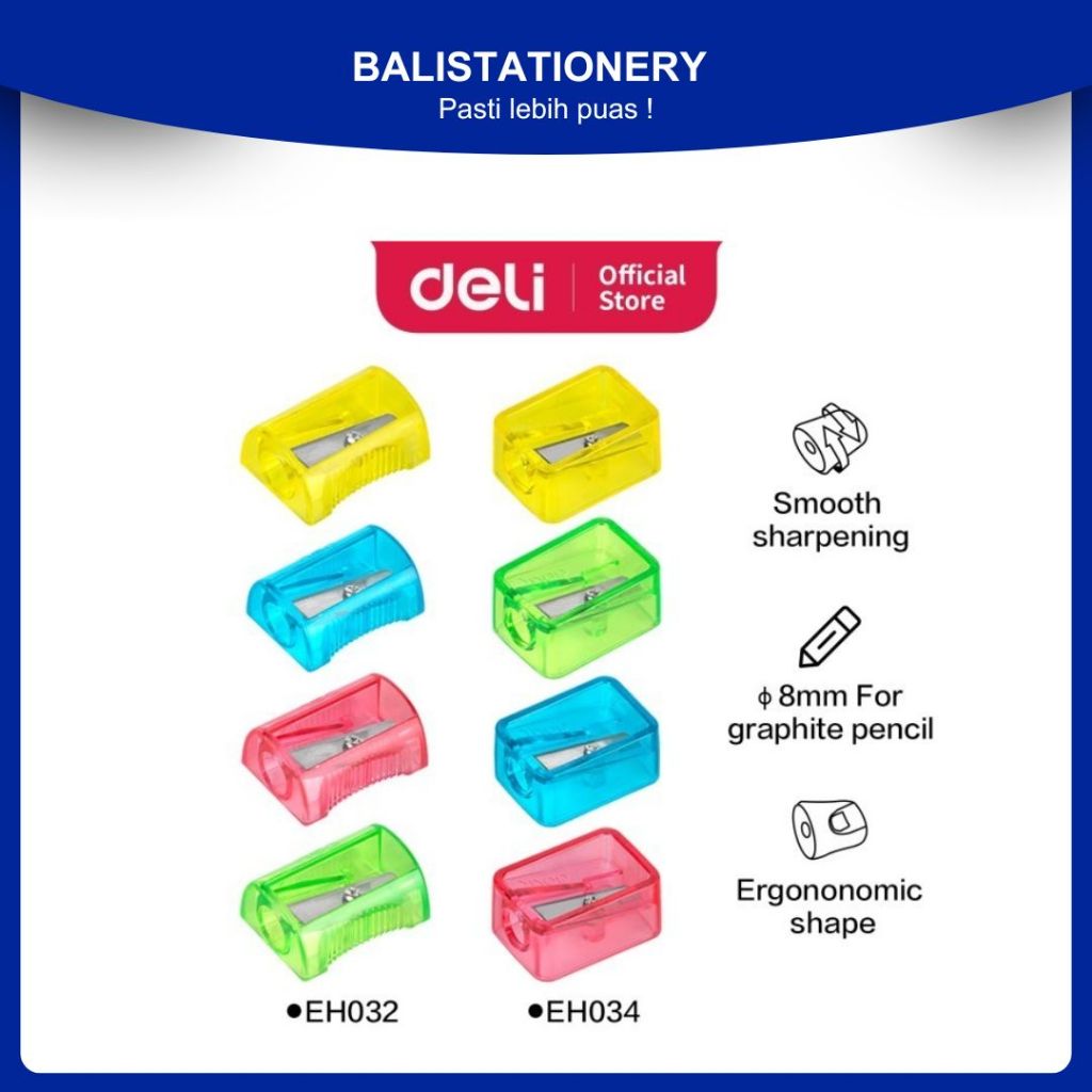 

Rautan Pensil Deli EH032 EH034 1 Lubang Warna Ceria untuk Pensil Grafit φ8mm