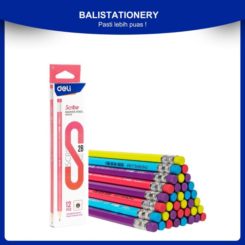 

Pensil / pencil 2B Deli EU51000 Warna Ceria dengan bentuk segitiga + Penghapus