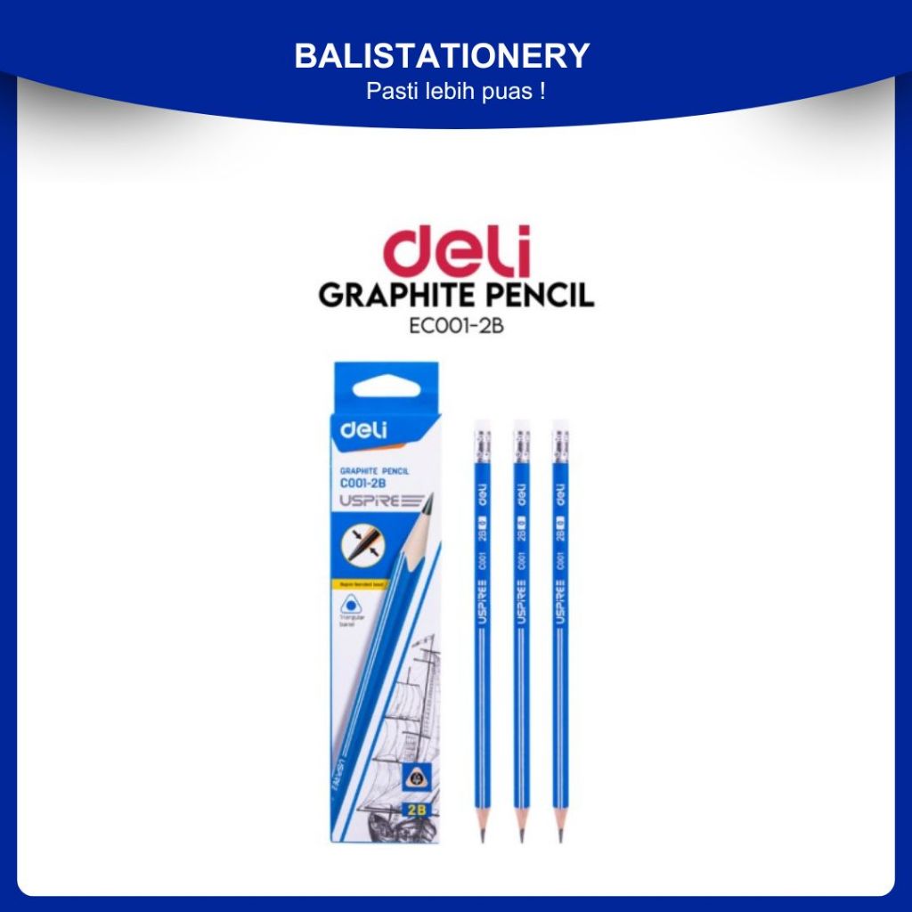 

Pensil 2B Deli ECO01-2B Kayu Grafit Biru untuk Ujian dan Menulis - berkualitas tinggi