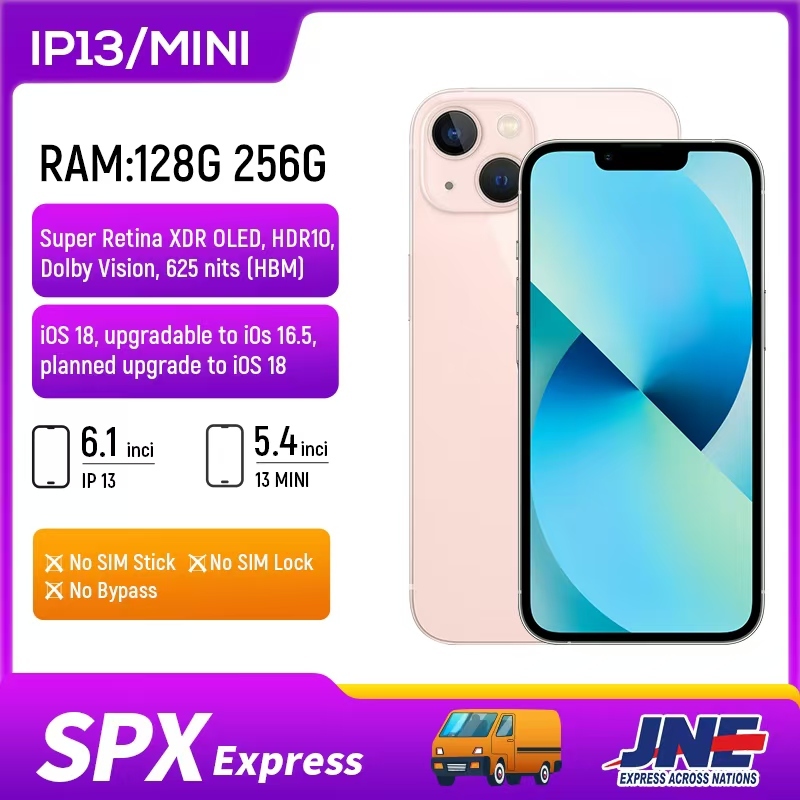 BC iPHONE13MINI 128GB 256GB Second BEKAS ORIGINAL 100% MULUS NORMAL FULLSET Kondisi Perfect aPPLE 13