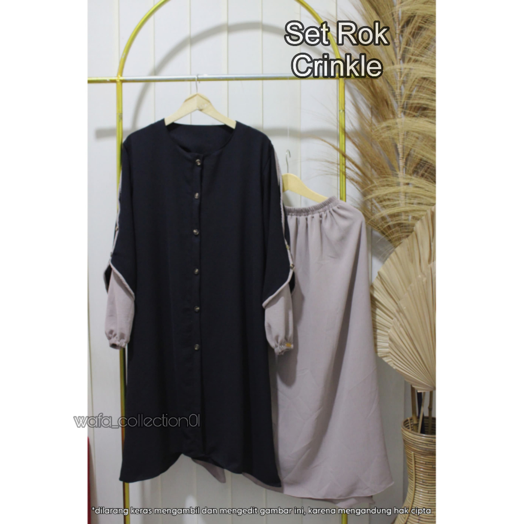 Baju Setelan wanita One set Rok bahan Crinkle Airflow Sakira Set wanita hijab Terbaru 2026 One set f