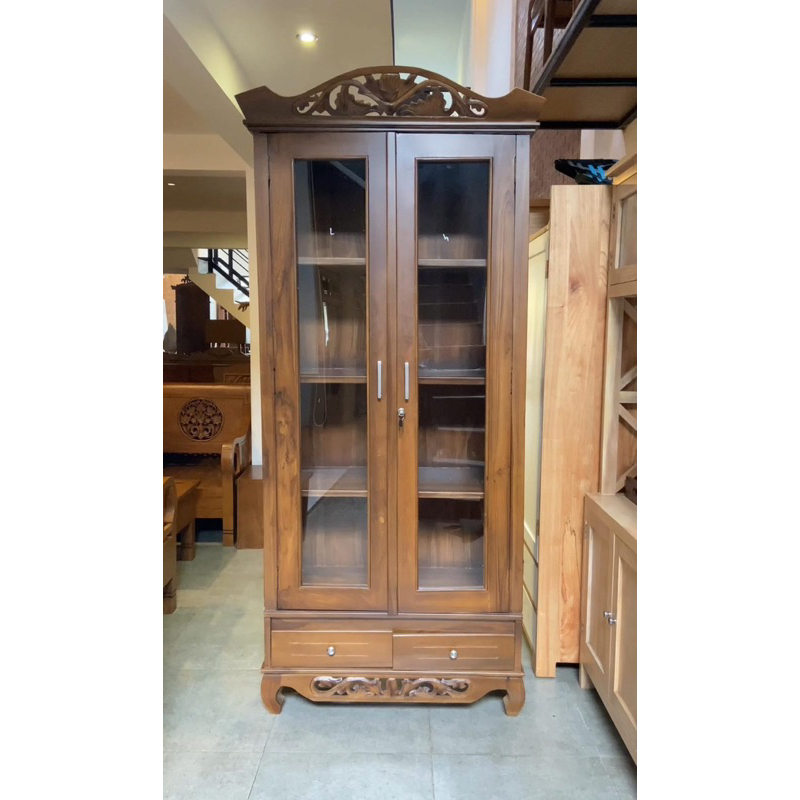 Lemari Pajangan Jati/Lemari Buku Minimalis Jati