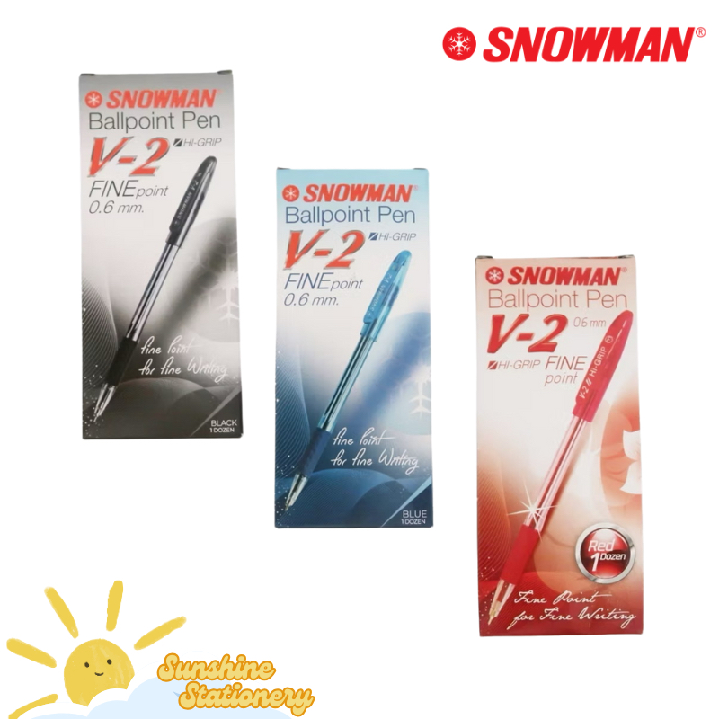 

[BOX/12PCS] SNOWMAN Pulpen V-2 V-2R / Ballpoint Pen V2 V2R