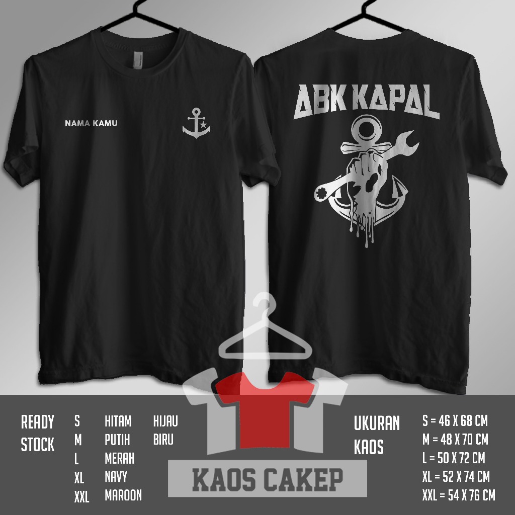 Kaos ABK KAPAL Jangkar Kunci Pas Gratis Nama Kamu Baju Distro