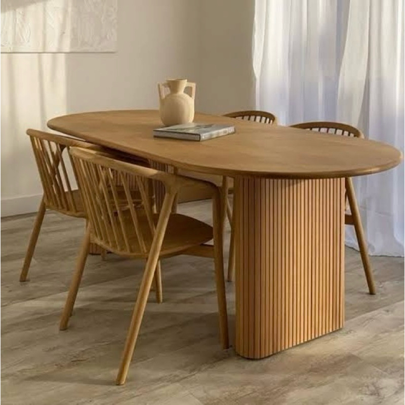 Set Meja Makan Oval Kayu Jati