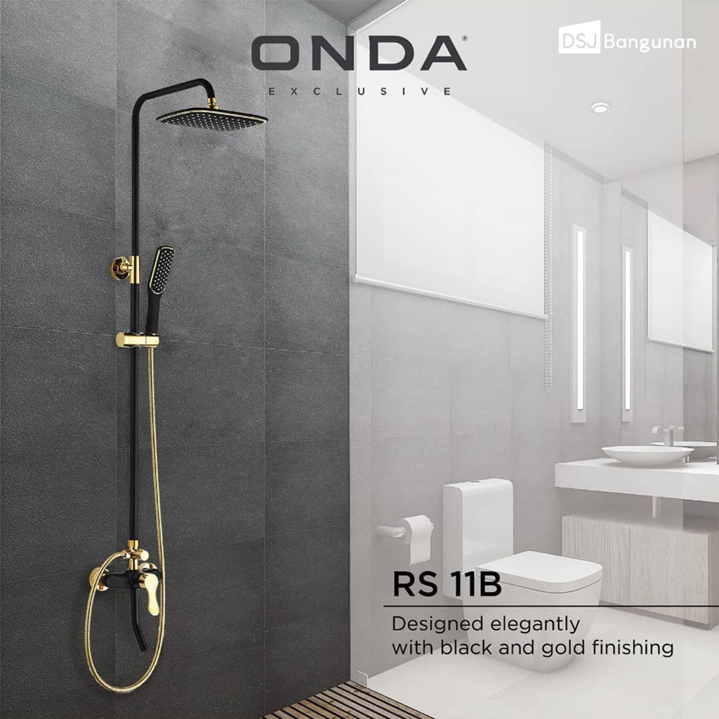 Onda Exclusive RS 11 B Rain Shower Full Set Shower Tiang Set Mandi Keran Mixer Kran Panas Dingin