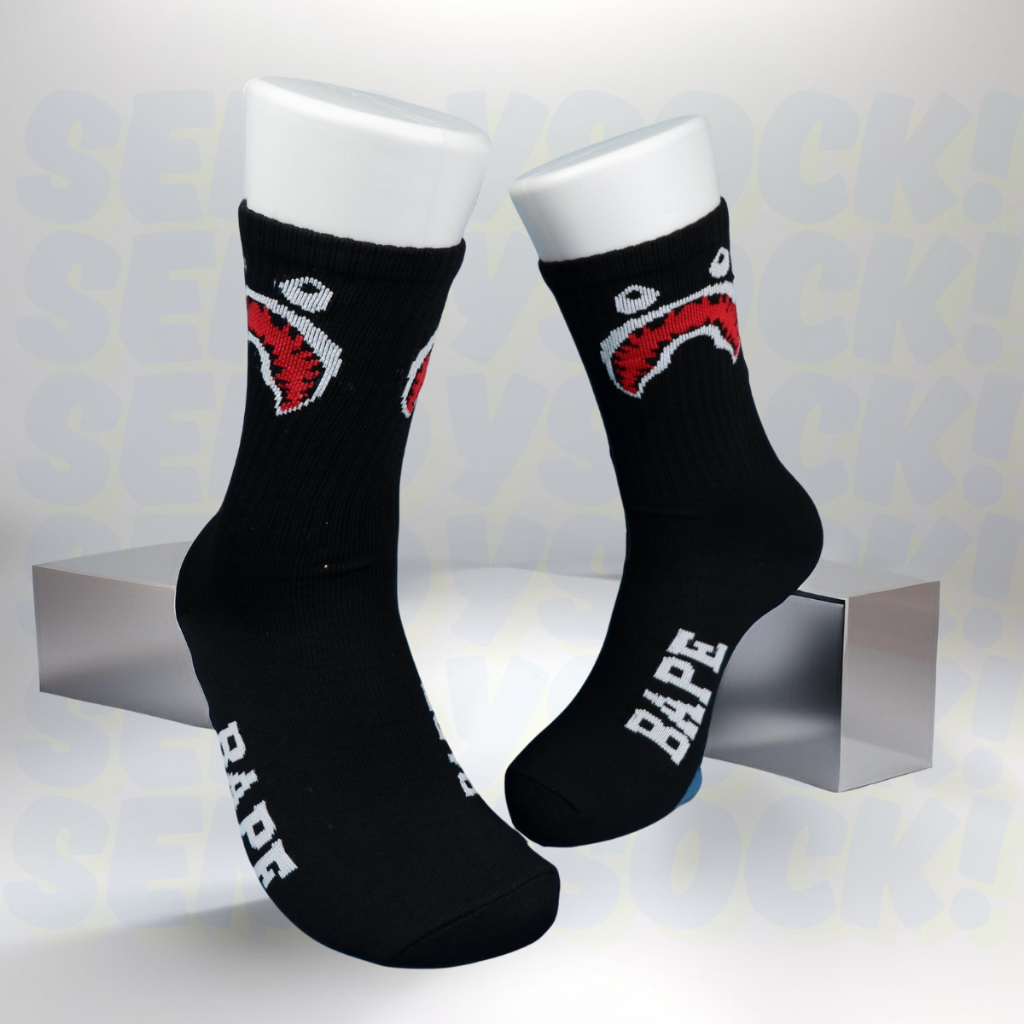 Kaos Kaki Motif Bape Oldschool Pria Wanita Panjang - TKB Socks