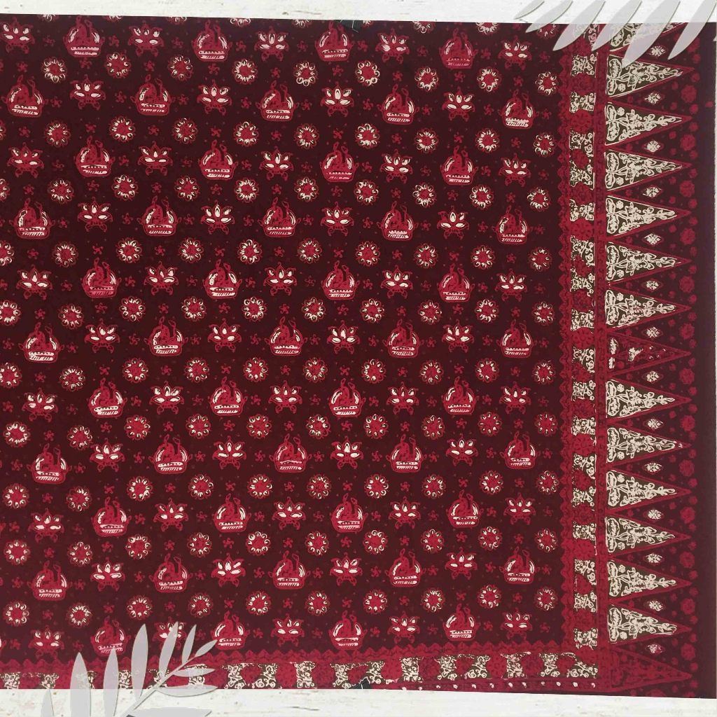 Batik jambi Motif kapal riang merah | dasar bahan baju (Panjang.2m Lebar.105cm)