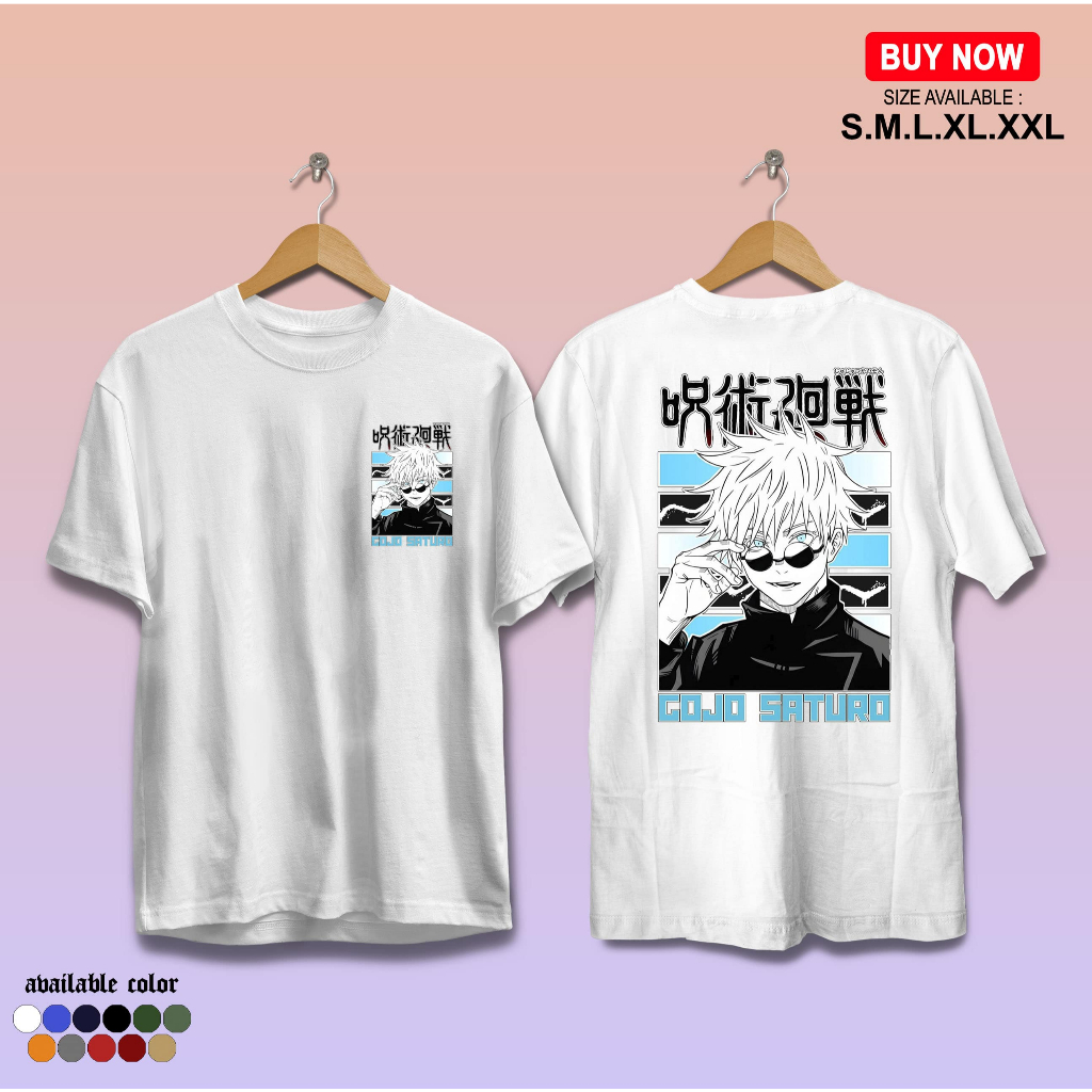Baju DISTRO "GOJO SATORU JUJUTSU KAISEN" ANIME APPAREL - Kaos UNISEX - KAOS Viral - KAOS Keren