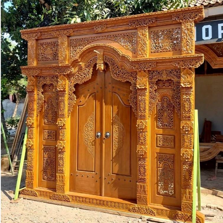 Pintu Rumah 2 Daun Pintu | Pintu Ukir  Gebyok Jati Asli Jepara