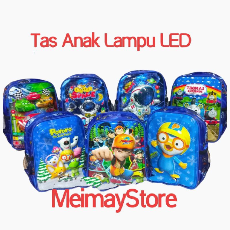 TAS Ransel Anak sekolah Lampu LED gambar 3D / tas anak ukuran TK / Tas motif kartun 3D