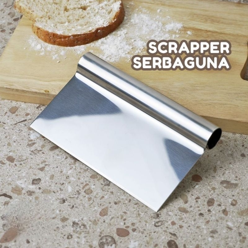 Alat Pemotong Kue Scraper Stainless steel panjang berbagai ukuran / Scraper kue 20cm