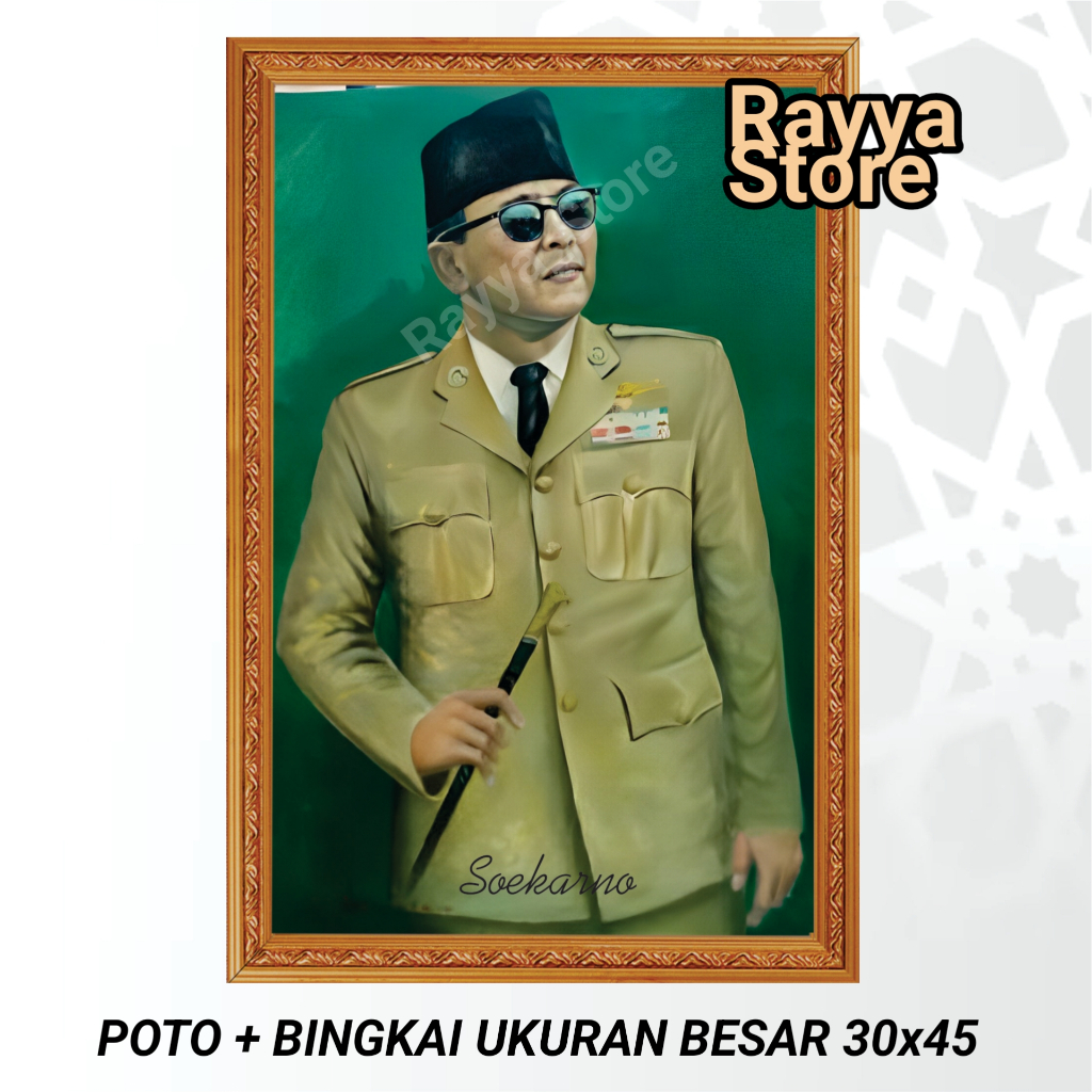 Poster Poto + Bingkai, Soekarno Bung Karno, UKURANBESAR 30x45
