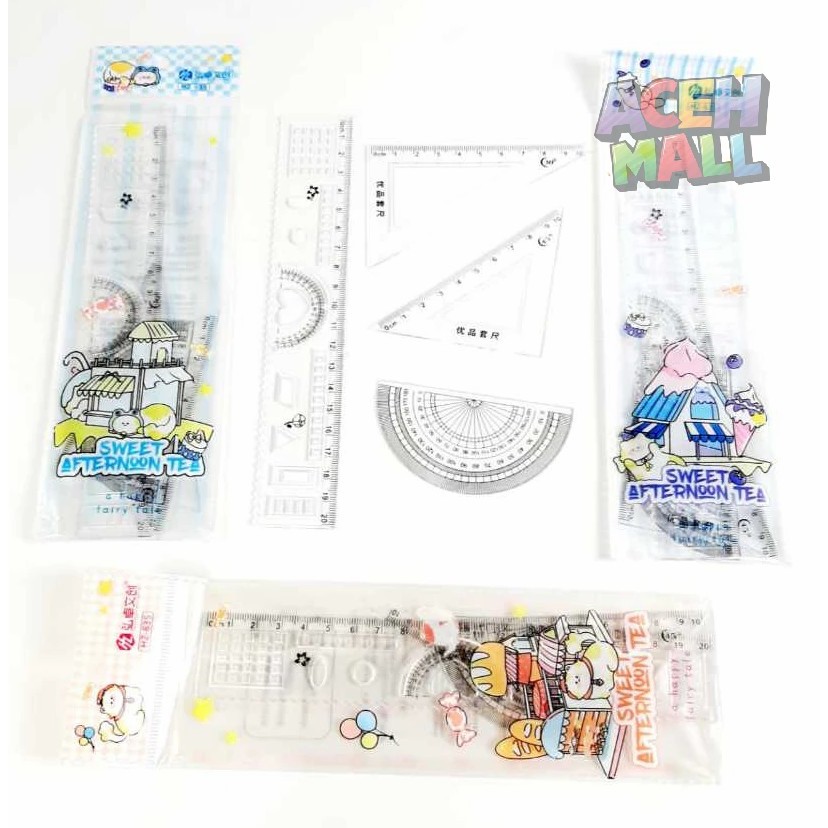 

1 Set Rol Penggaris Isi 4 Pcs – Busur, Rol 20cm, Rol Segitiga