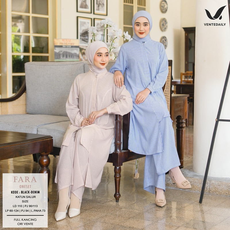 Fara Set by Vente Daily - oneset setelan celana tunik busui lebaran raya eid kondangan