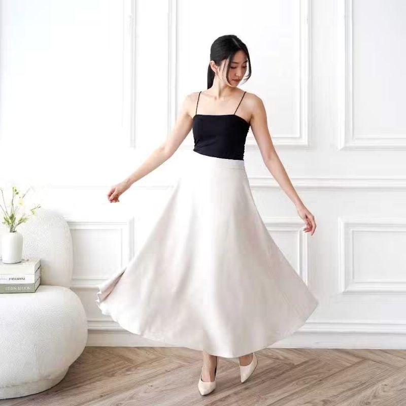 Fuji midi skirt rok wanita polos | rox kerja kuliah Korean style formal casual