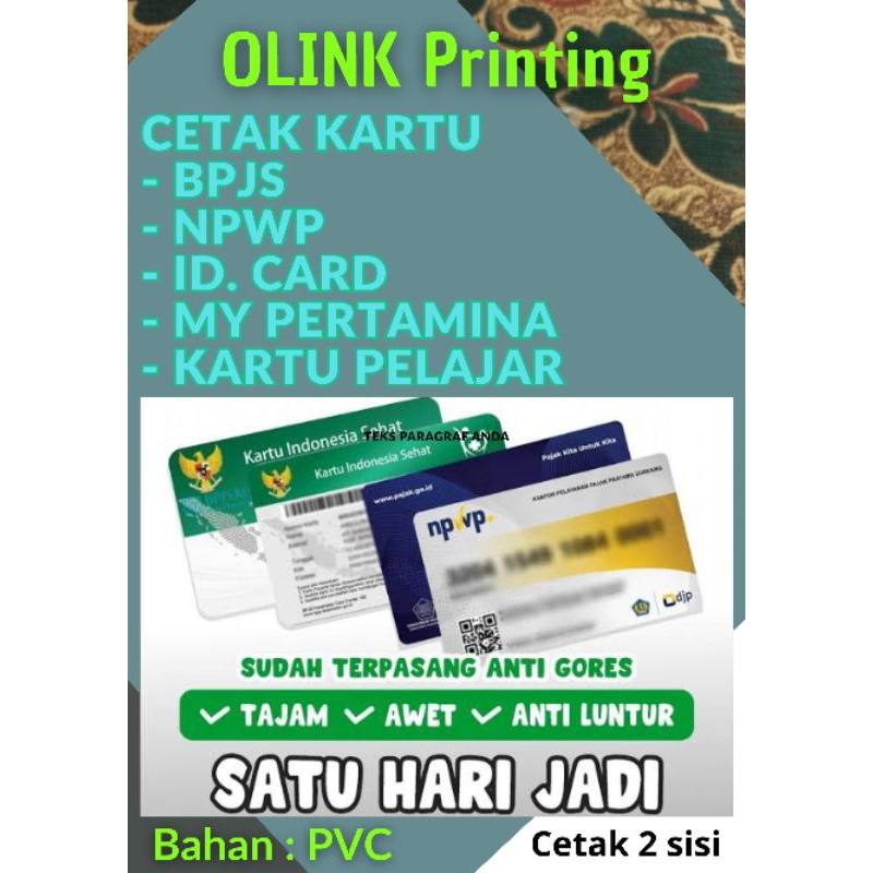 

cetak B.P.J.S/PBI/KIS/kesehatan, n.p.w.p, my Pertamina B.P.J.S KETENAGAKERJAAN dan lain lain