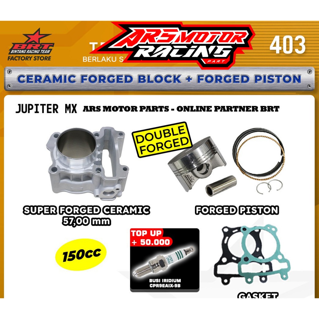 BLOK CERAMIC & FORGED PISTON BRT MX KING . VIXION OLD NVA NVL . JUPITER MX . R15 OLD . XABRE . SIZE 