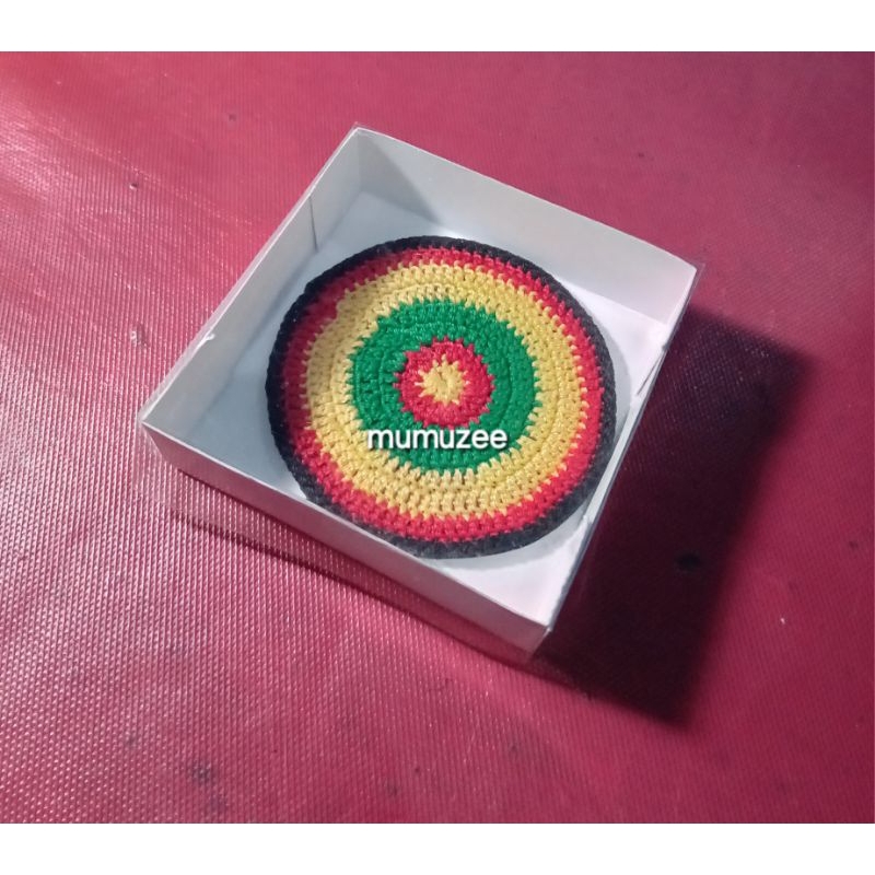 COASTER TATAKAN GELAS RAJUT CUSTOM RASTA REGGAE