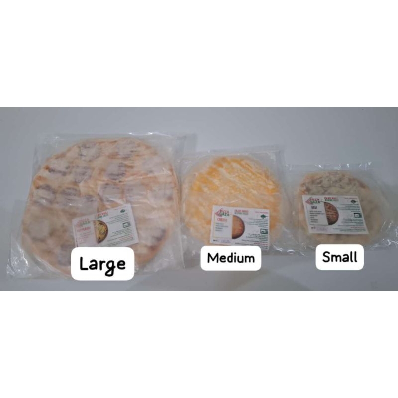 

Pizza Gaza frozen all varian ukuran medium large 28 cm tanpa box