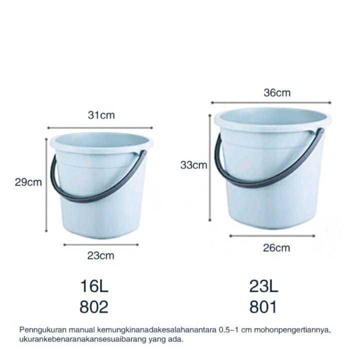 Ember Air Plastik Tebal Besar 23 Liter merk REDHOUSE kode 801 warna Soft Pastel  (1 PCS)