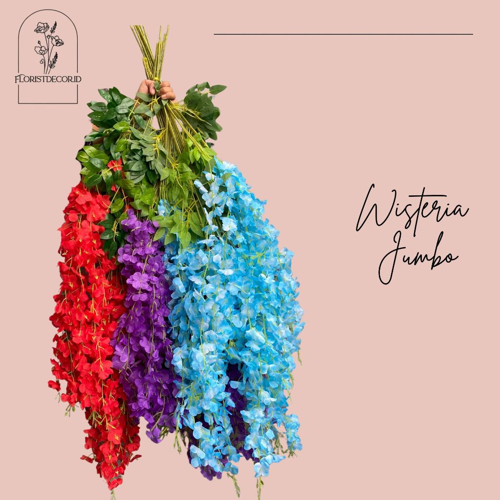 Termurah Wisteria Artificial Flowers Bunga Juntai DAUN GANTUNG WISTERIA RAMBAT Tanaman Hias