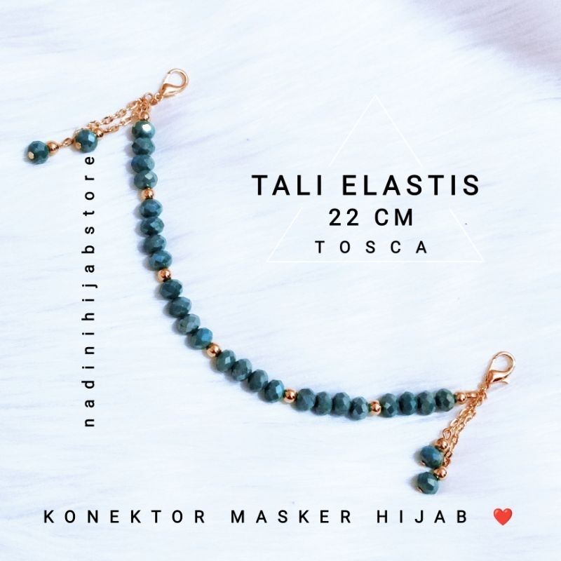 KONEKTOR MASKER HIJAB MUTIARA - PENGAIT MASKER HIJAB - TALI MASKER CYSTAL PREMIUM (TALI ELASTIS)
