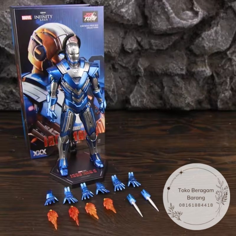 Iron Man Blue Steel MK 30 ZD Toys Marvel Avengers Original Mainan Superhero Action Figure New Segel 