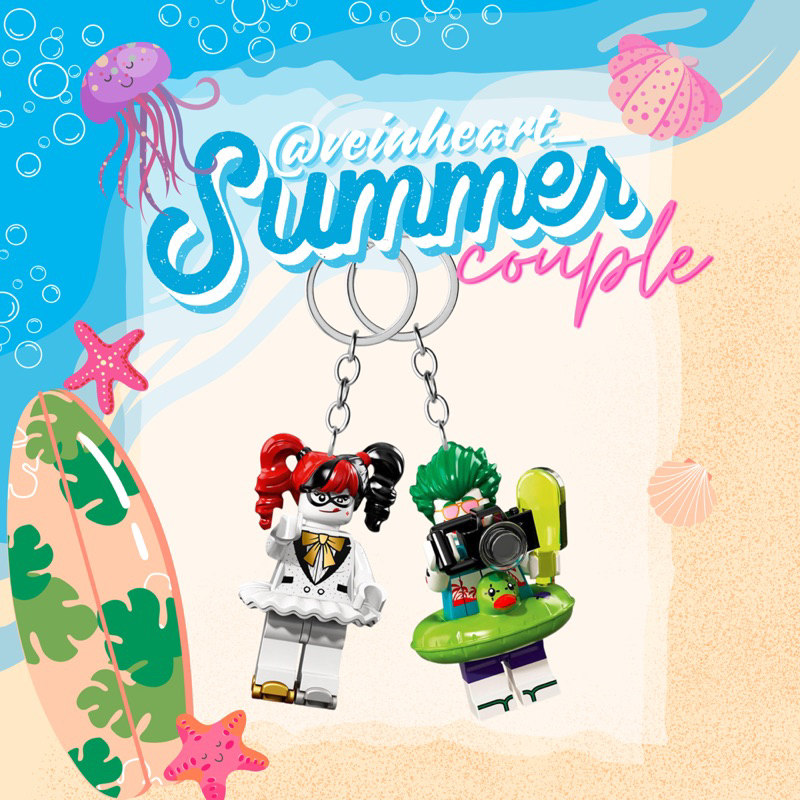 Keychain Lego Minifigure Joker & Harley Quinn Couple - Gantungan Kunci Lego Minifigur Joker & Harley