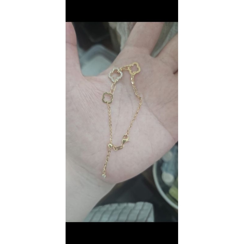 gelang infinity clover permata putih emas asli 375 8k gold muda