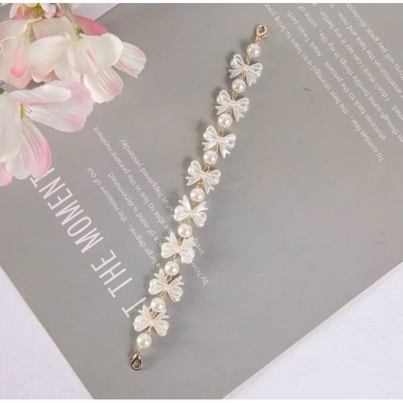 Konektor masker mutiara hijab - pengait masker mutiara - rantai masker tidak elastis pita kecil