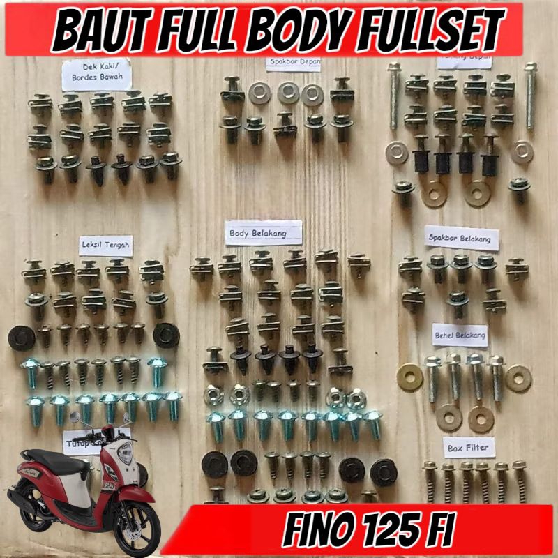 Baut Full Set Cover Body Yamaha New Fino FI 125 Blue Core / Baut Full Body Fino 125 fi Lengkap