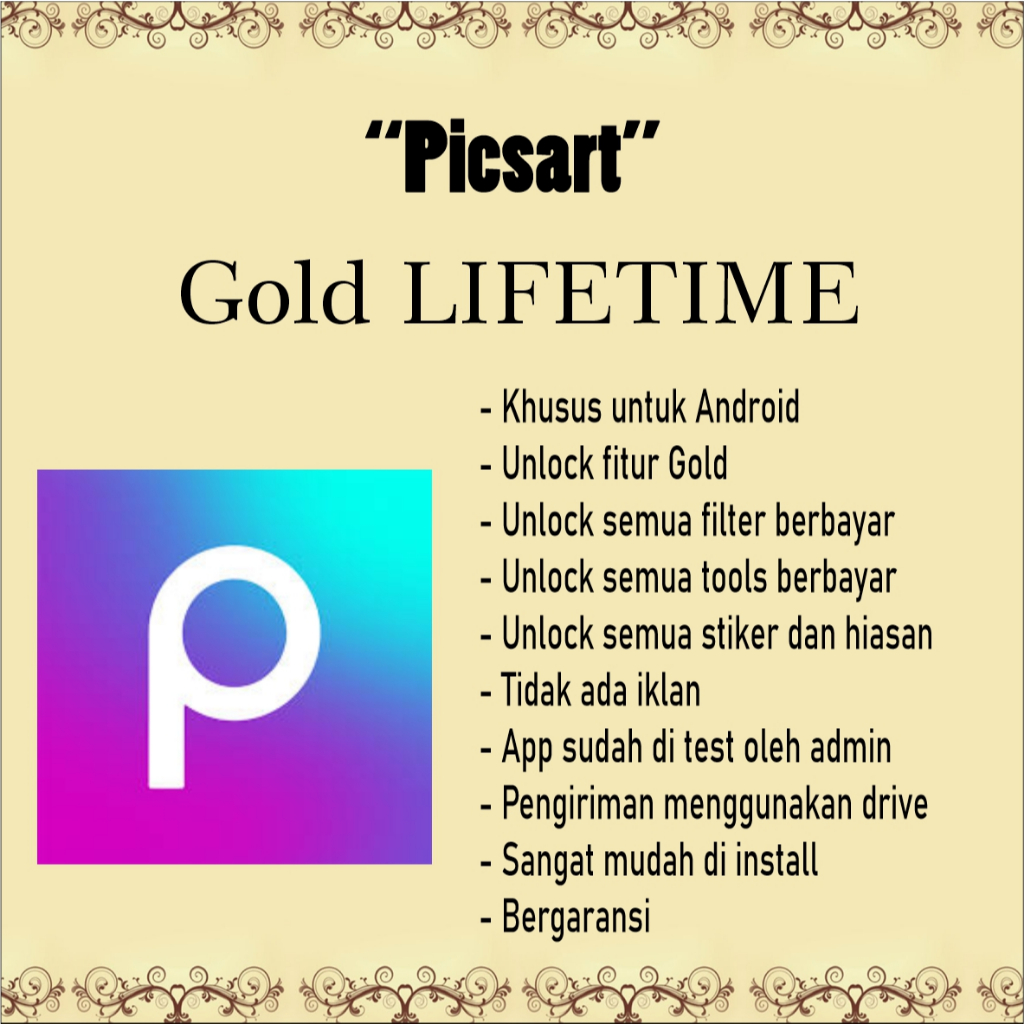 picsart v27.2.3 GOLD lifetime aplikasi edit foto dengan hiasan dan stiker