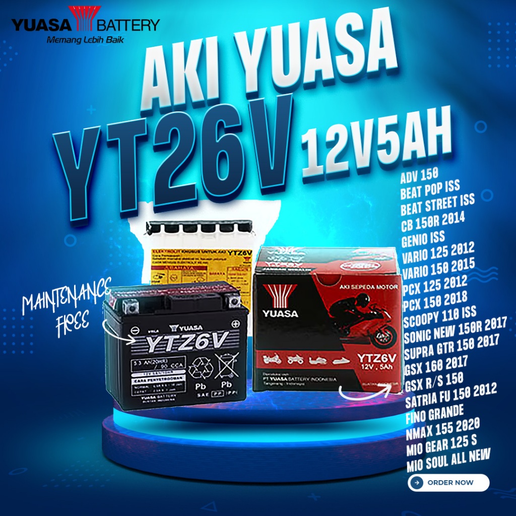 AKI YUASA KERING YTZ6-V YTX6V ADV 150 BEAT POP ISS BEAT STREET ISS CB 150R 2014 CBR 150 2014 VARIO 1