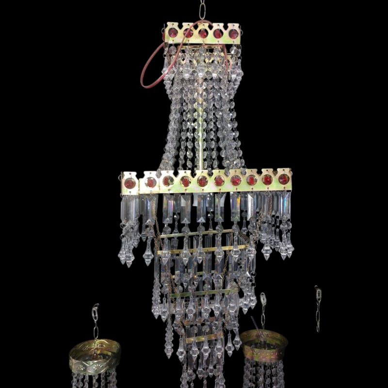 Lampu Hias Gantung Chandelier Mahkota Kristal Akrilik Bentuk Kotak Mewah Elegan