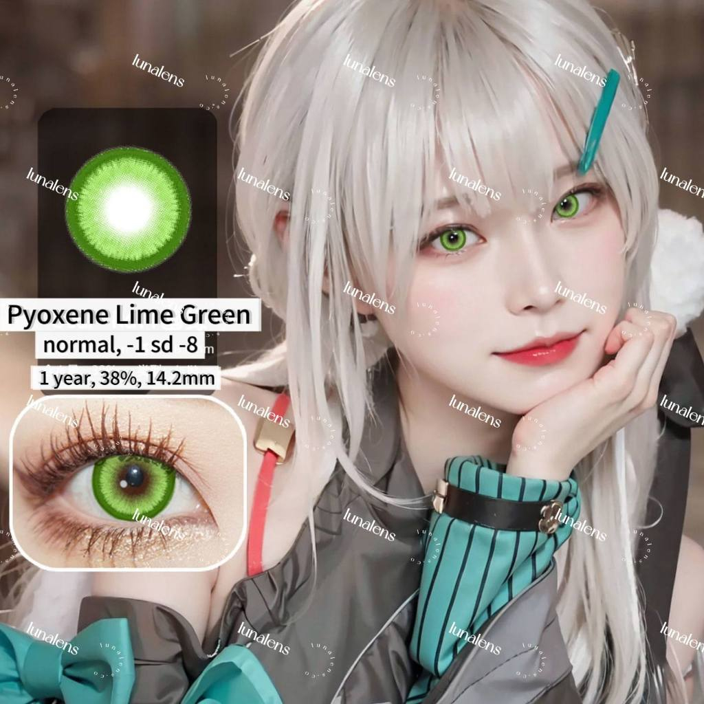READY (0 sd -8) softlens pyoxene series warna green lime hijau terang kontak lensa cosplay douyin hi