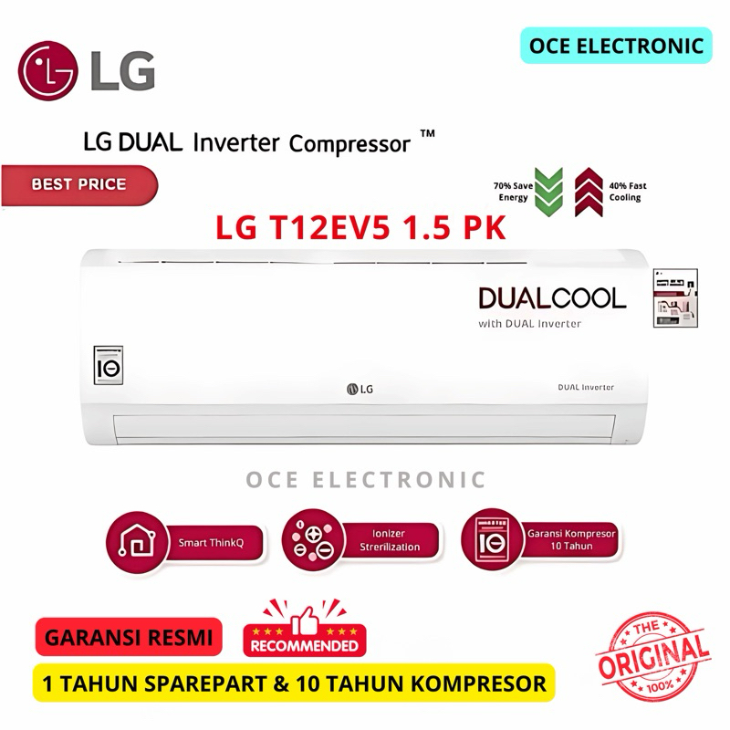 AC LG T12EV5 1.5 PK DUAL INVERTER WATT CONTROL MADE IN THAILAND [GARANSI RESMI]