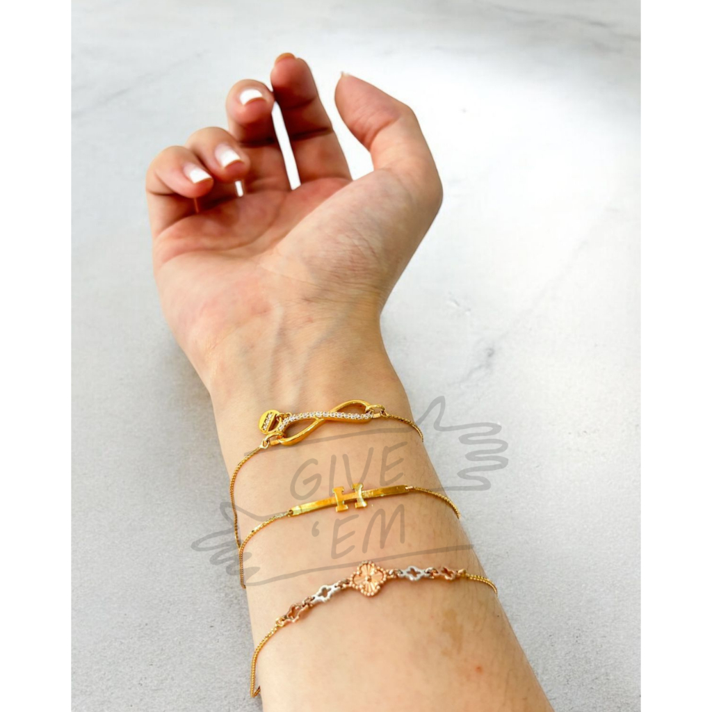 Gelang Tangan Emas Asli Rantai Serut Non Serut Model H Kotak Oval Sprial Infinity Vancleef 16.8K 70%