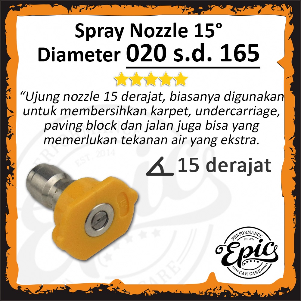 Nozzle Jet Cleaner Orange 15 Derajat Quick Release Jet Cleaner Nozzle Sprayer Nozzle Semprotan Air N
