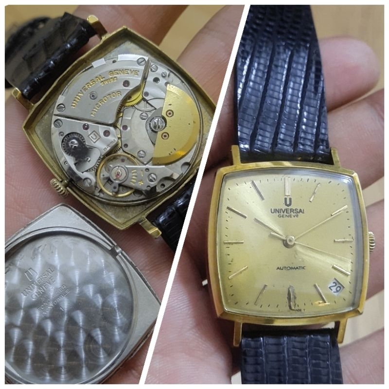 Jam Tangan Universal Geneve Microtor Polerouter Square Tank Vintage Swiss Original
