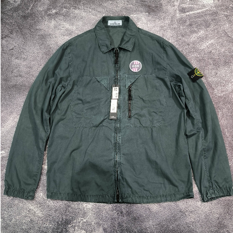 Stone Island Overshirt Tella Old Effect Green Bottle