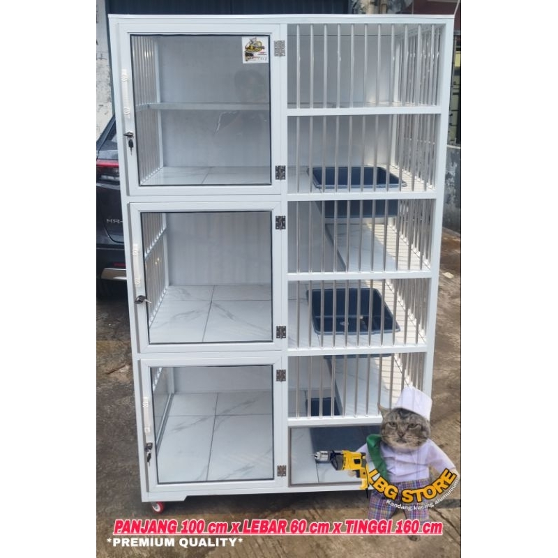 kandang kucing alumunium 3 kamar 100x60x160cm