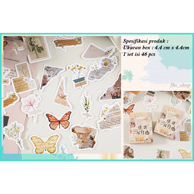 

46 Pcs Stiker Set Aesthetic Buku Diary Scrapbook Deco Stiker Lucu Stiker Poem Flower Deco Journal