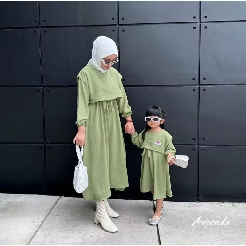 Milea Dress Couple Ibu Dan Anak / Baju Couple Ibu Dan Anak Perempuan / Baju Gamis Couple Ibu Dan Ana