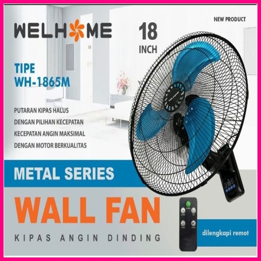 WALL FAN KIPAS DINDING REMOTE 18INCH WELHOME