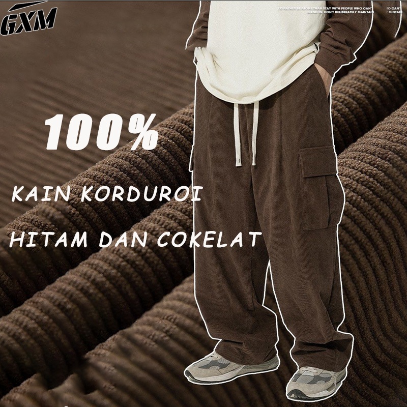 HOT DEALS CELANA CARGO CORDUROY PRIA JUMBO CELANA PANJANG PRIA COWOK CELANA KARET KORDUROY CARGO