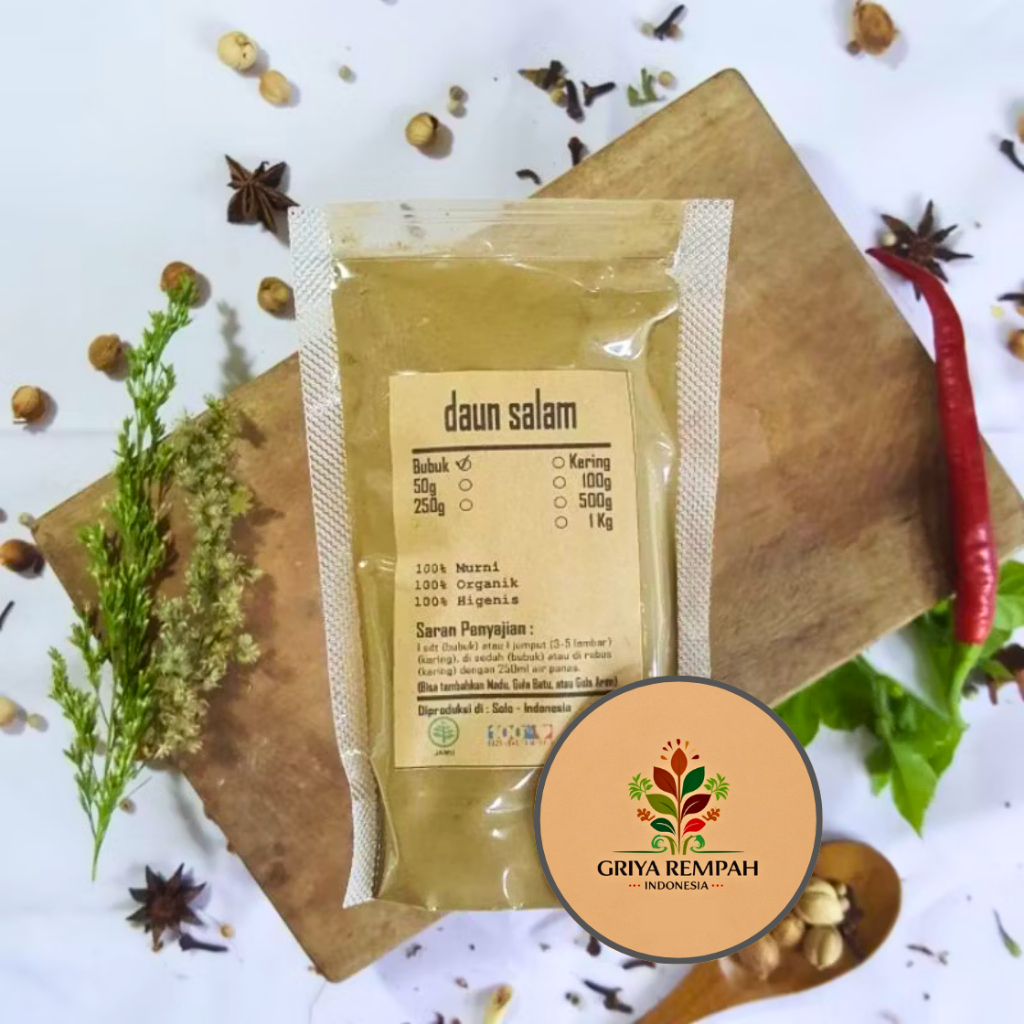

DAUN SALAM BUBUK 100 GRAM Rempah Herbal Simplisia Alami untuk Masakan Kesehatan Tradisional Siap Seduh Campuran Ramuan Jamu Syzygium polyanthum